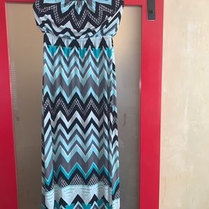 Pattern Strapless Maxi Dress